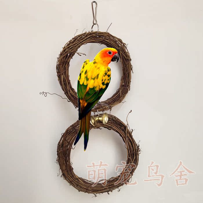 Sản phẩm vẹt vừa và nhỏ, chuỗi đồ chơi mây tự nhiên, vòng xoay, đồ chơi cắn, giá đỡ, phụ kiện lồng chim - Chim & Chăm sóc chim Supplies lồng cu gáy