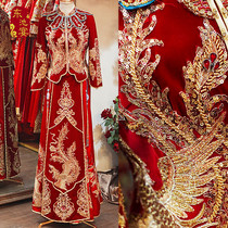 2021 Little Red Book Explosive Velvet Show Malay Suit Malay Suit Reverse Suede High-end Sewing Beads Sun Set Bride Xiuhe