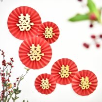 Fan flower knot wedding room arrangement set new House net red color Chinese happy paper fan pull flower set romantic wedding room decoration