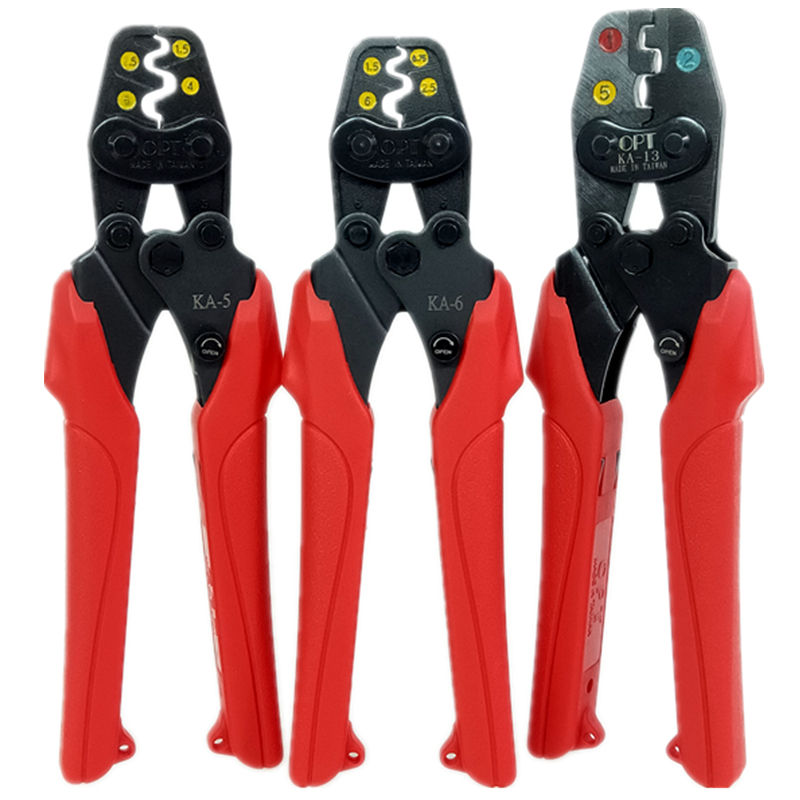 China Taiwan OPT Cold pressed bare terminals Nipple Cap Press-Line Pliers Ratchet-type labor-saving mini press pliers KA5 6