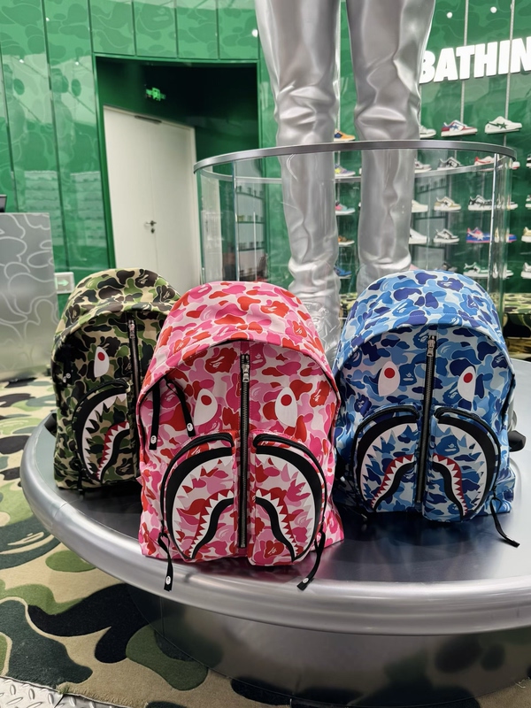 [in Stock] Bape 26Ss Abc Camo Shark Shark Backpack Camouflage Personality Couple School Bag