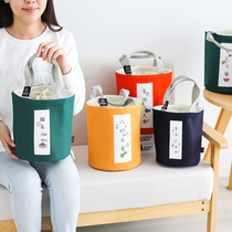 Day Style Lunch Box Handbag Round Thickened Aluminum Foil Insulation Bag Polyester Cotton Canvas Office Workers Lunch Bag Student Meal Kits