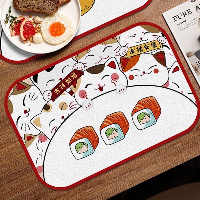 Fun Cat Dining Mat Waterproof Greaseproof Table Mat Children Dining Heat Insulation Mat Western Dining Superior Light Lavish Lunch Elementary School Students