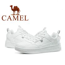 Camel leather shoes mens autumn soft bottom soft leather breathable and comfortable Korean version youth flat shoes famous brand mens shoes white