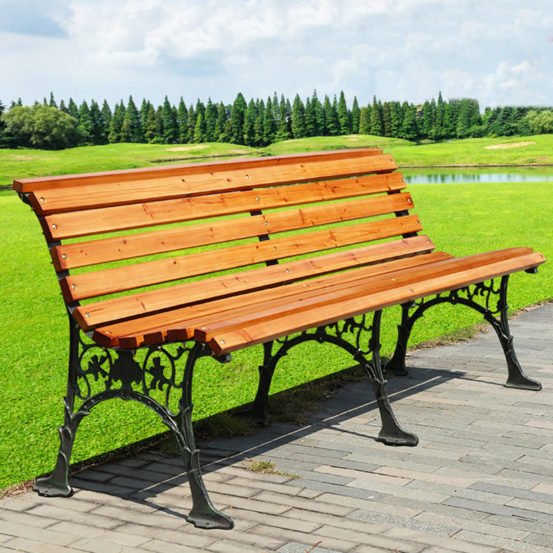 Outdoor leisure garden bench garden villa outdoor wrought iron plastic wood long row chair community rest public chair