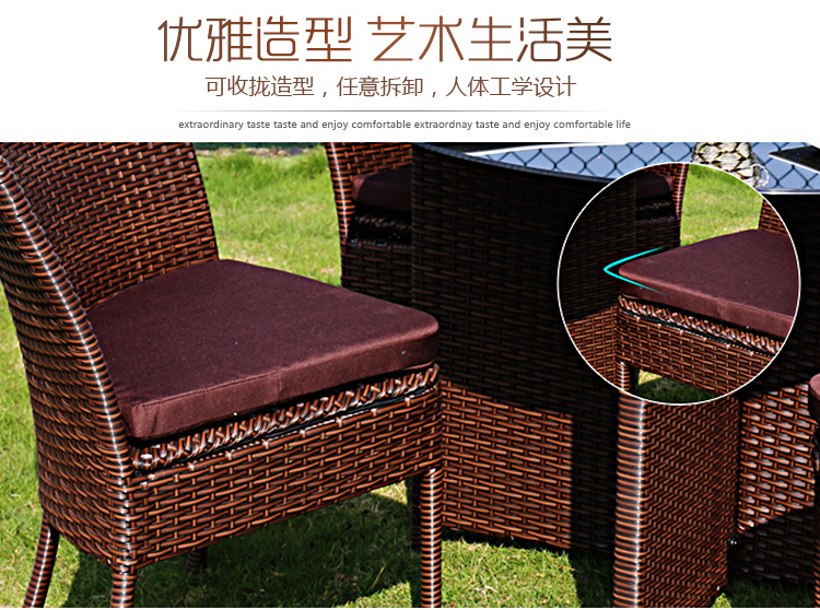 Ngoài trời ban công vườn ghế wicker năm mảnh vườn mây đồ nội thất giả mây bàn ăn bàn tròn giải trí ghế