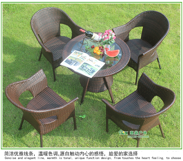 Sân ban công bảng và ghế ba mảnh mía đồ nội thất ghế ngoài trời wicker ghế năm mảnh kết hợp ngoài trời thanh mây bàn ghế ghế cafe ngoài trời