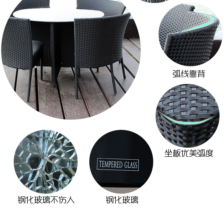 Ngoài trời ban công vườn ghế wicker năm mảnh vườn mây đồ nội thất giả mây bàn ăn bàn tròn giải trí ghế