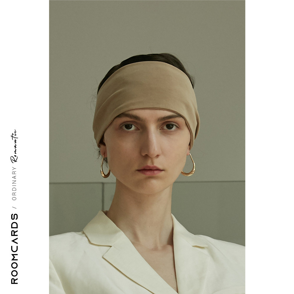 Resort DESIGNER brand ROOMCARDS Khaki BLACK Modal Stretch Nordic ULTRA-wide BANDANA HAIR BAND