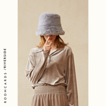 ROOMCARDS independent designer brand gray purple Japan imported environmental protection fur warm fashion fisherman hat