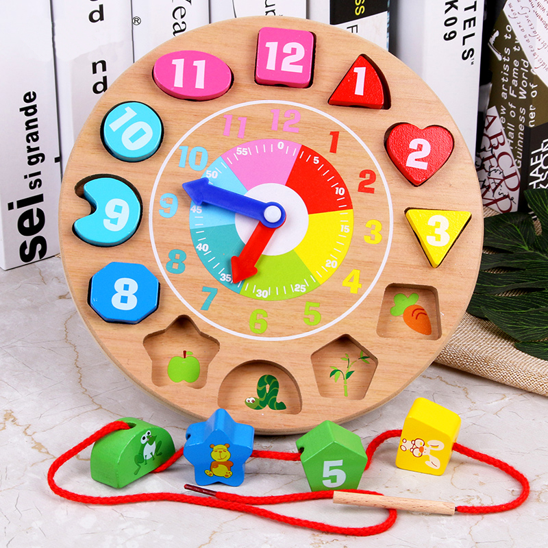 Children Early Aids Learning Digital Clock Shape Building Blocks Color Pairing 2-3-4-year-old baby Puzzle Force Toy