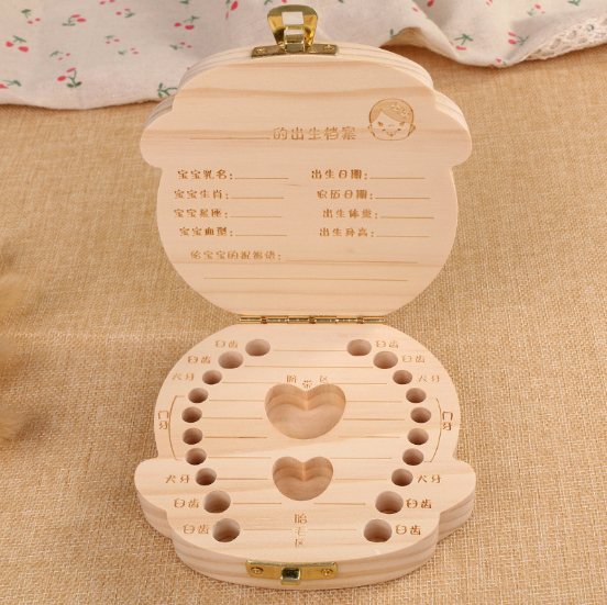 Children's Lactose Box Teeth Collection Storage Box of Tire Casual Box Solid Wood for Teeth Memorial Box for boys and girls