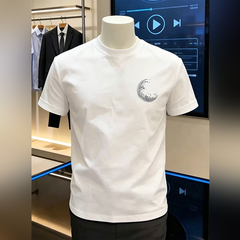 Light Luxury American-Style Printed Short-Sleeve T-Shirt for Men, 2026 Summer Thin Pure Cotton Heavyweight Half-Sleeve Crew Neck Top Light Luxury American-Style Printed Short-Sleeve T-Shirt for Men, 2026 Summer Thin Pure Cotton Heavyweight Half-Sleeve Crew Neck Top