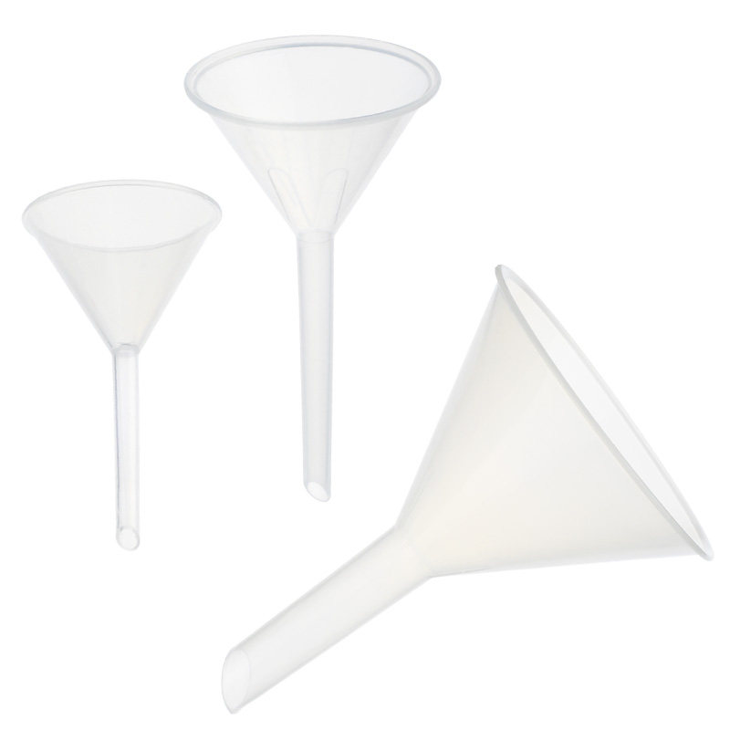 Plastic funnel PP material long pipe funnel triangular funnel glass instrument separating funnel short long neck funnel
