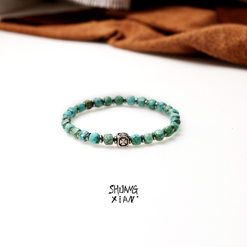 Shangxian「Wilderness」Raw Turquoise Bracelet, Extremely Thin Stackable Bracelet, Gift for Men and Women Shangxian「Wilderness」Raw Turquoise Bracelet, Extremely Thin Stackable Bracelet, Gift for Men and Women