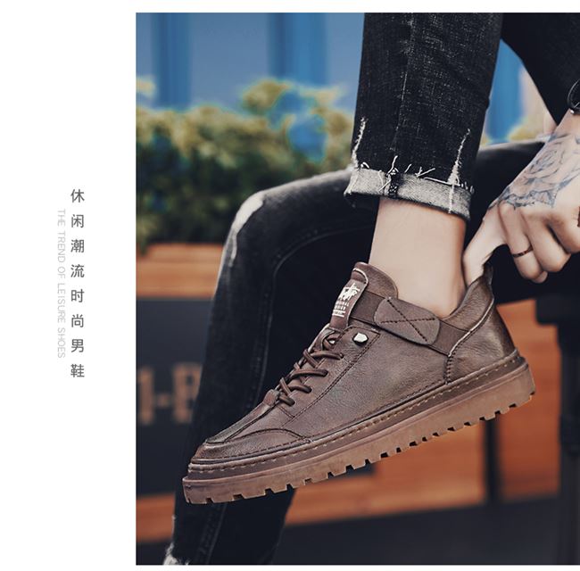 Xu hướng mới mùa hè 2020 của Hàn Quốc Giày da nam cao cổ kiểu dáng giản dị Giày Martin đế trung phong cách Anh - Giay cao