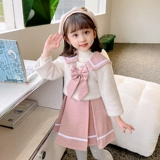 Куртка, флисовая зимняя демисезонная юбка на девочку, платье без рукавов, комплект, в западном стиле