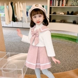 Куртка, флисовая зимняя демисезонная юбка на девочку, платье без рукавов, комплект, в западном стиле