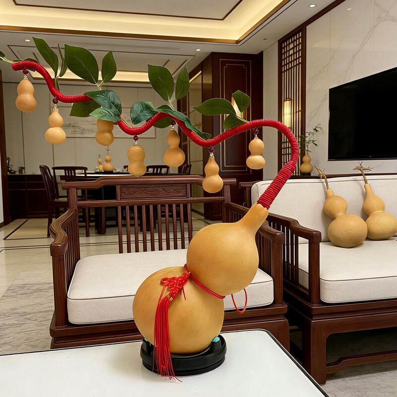 Natural Gourd Hand-Woven on a Single Vine with Seven Gourd Dolls, Large Gourd Ornament, Simulated Vine Fortune-Attracting Ornament Natural Gourd Hand-Woven on a Single Vine with Seven Gourd Dolls, Large Gourd Ornament, Simulated Vine Fortune-Attracting Ornament