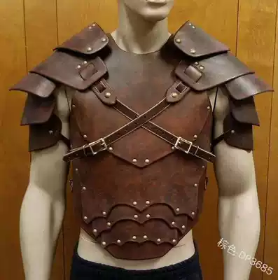 Men's leather bondage clothing multi-piece breastplate armor gladiator dress samurai shoulder armor cosplay Medieval