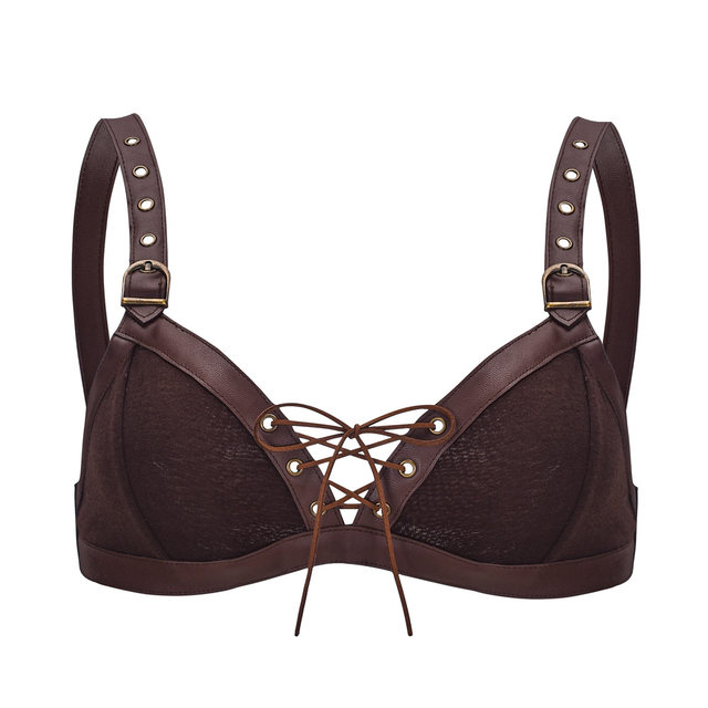 Punk Rock Gothic Personalized Bra Without Rims Push-Up Outer Intimates Nightclub Dance Cosplay Sexy Style