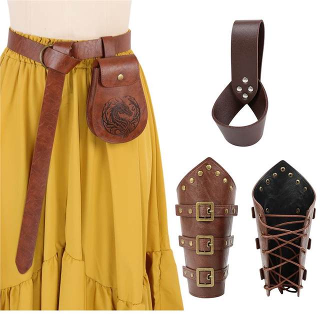 Medieval Viking pirate belt wristband pocket knife hanging knife holder set cosplay forehead hairband retro NPC