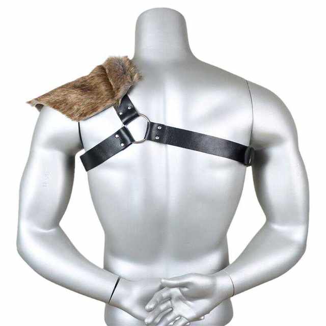 Medieval Viking Shoulder Armor, Furry Celtic Retro Knight Cosplay Props, Leather Armor for Men and Women
