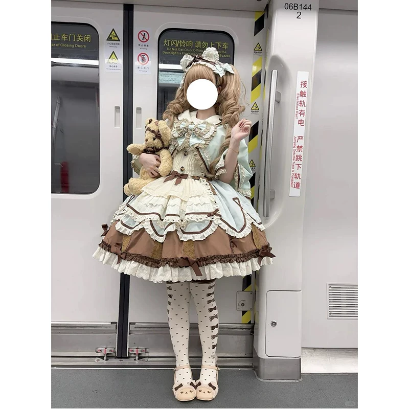 Мятное акриловое милое тренчкот, маленький костюм принцессы, стиль лолита, Lolita Jsk