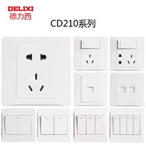 Delixi switch socket dark five-hole air conditioner three-hole 16A one open dual control wall panel 86 type CD210