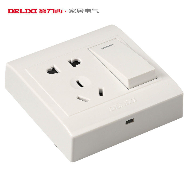 Delixi open five holes, single control, single 5 holes with switch socket, ultra-thin open box, panel CD130