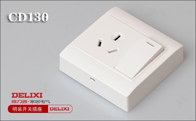 Delixi switch socket CD130 surface mounted one open three holes 16A air conditioning socket (surface mounted)