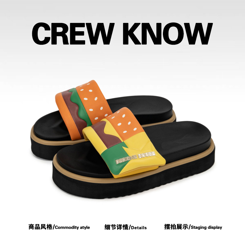 American Crew Know Genuine Summer Velcro Hamburger Slippers Men's Slippers Non-Slip Casual Beach Shoes