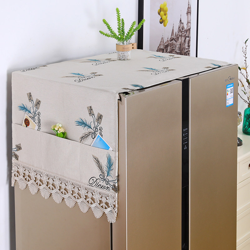 Refrigerator cover cloth top cloth dust cover cover Single-to-double door oil-proof Nordic wind cover towel cover curtain Pastoral household