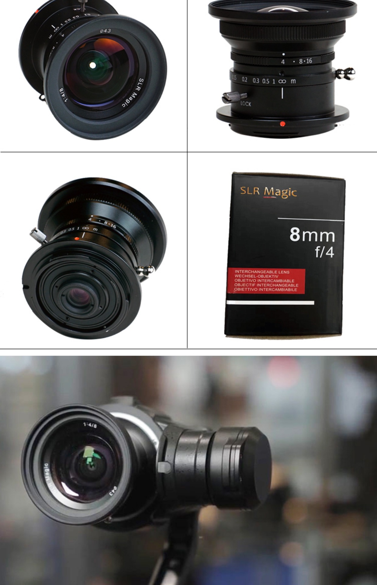 Slr ma thuật 8 mm f4 góc siêu rộng không bị biến dạng m4 / 3 cổng GH4GH5 SLR micro micro DJI trên không