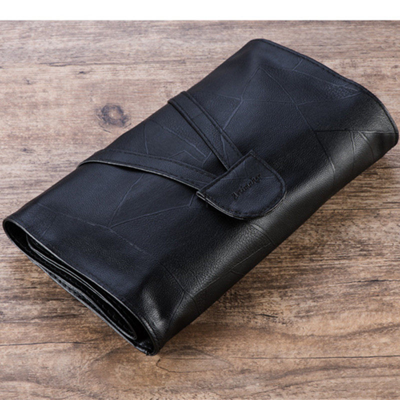 pu soft leather portable folding makeup brush storage bag 12-24 hole professional makeup brush bag storage bag empty sleeve