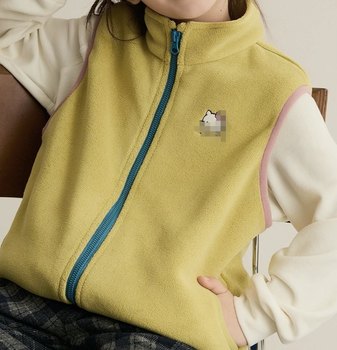 Free shipping autumn and winter girls' clothing vest polar fleece vest warm waistcoat 100-160 size medium high collar zipper top