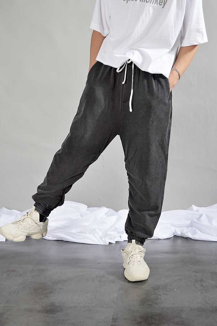 Hip hop retro wash ban nhạc cao su cũ gấp quần rộng chùm quần thể thao quần harem quần kanye ông nội cùng một đoạn shop quần áo nam
