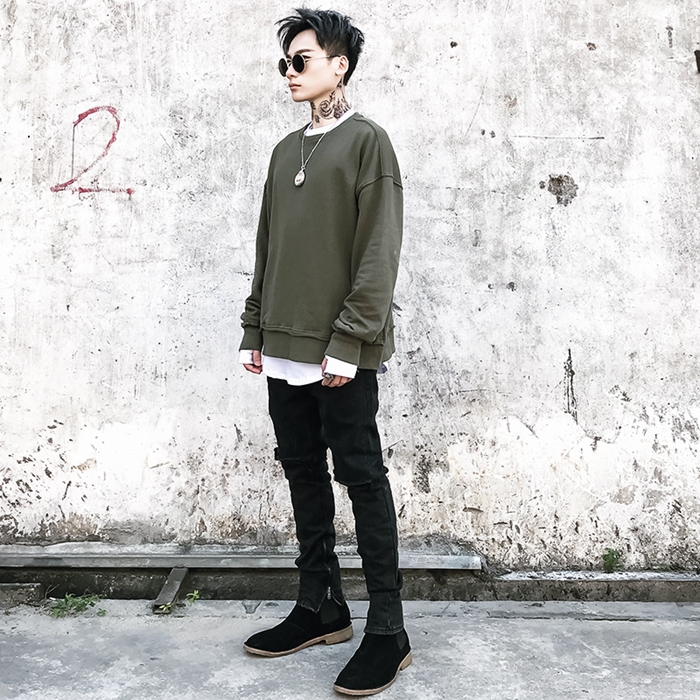 OVERSIZE lỏng thương hiệu áo khoác đường phố cao cũ đã gội sạch phần tóc mỏng phần bF gió 侃 với áo len nam và nữ áo hoodie cộc tay
