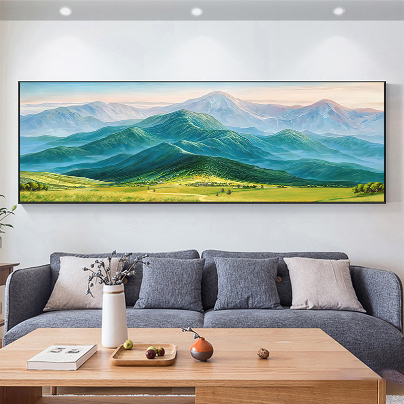 Mountain Landscape Painting for Living Room Sofa Background Wall, Mountain Scenery Painting, Grand and Simple Giant Mountain Landscape Mural