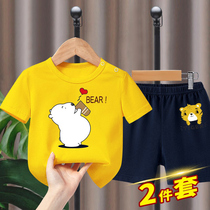 Children suit Boy short sleeves Summer children 2022 new baby Summer clothing Baby pure cotton clothes handsome and thin