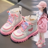 Martens, демисезонные детские флисовые короткие сапоги для принцессы, в западном стиле, подходит для подростков