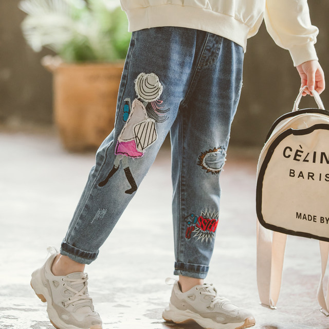 Children's trousers autumn trousers 2022 new girls' spring and autumn jeans Western style big boy Korean version of the old pants tide