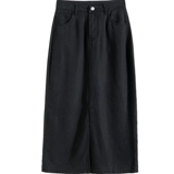 Черная тонкая джинсовая юбка, приталенная длинная юбка, 2024 года, А-силуэт, средней длины