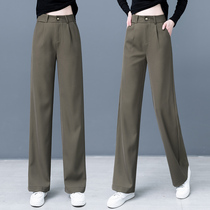 High Waist Wide Leggings Pants Woman 2022 Spring Autumn Season New Temperament Slim Straight Drum West Pants Slim Down Feeling Floor Pants