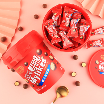 【麦丽素】白桃味夹心巧克力豆桶装