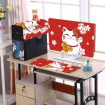 Computer Dust Cover Protective Cover Desktop Decoration Set Cat New Year Host Keyboard Case Cover Monitor Cover Cloth