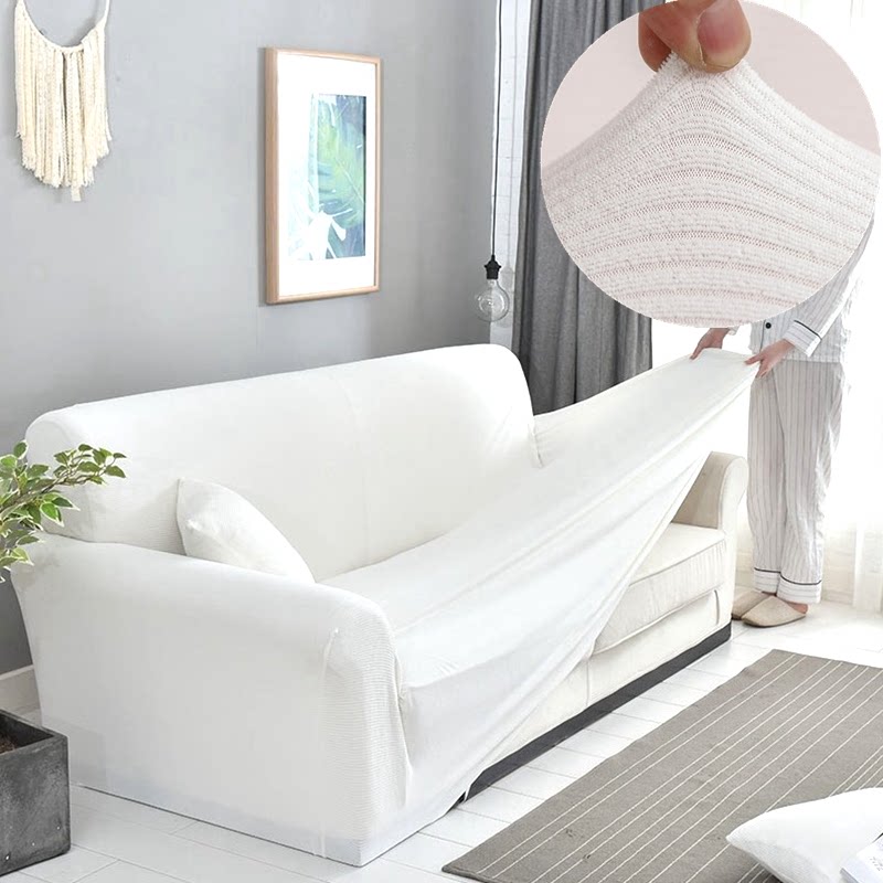 Thickened elastic leather sofa cover Ogasawara all-all-in-one cover cloth white old fashioned 12 Three people group Hyundai-Taobao