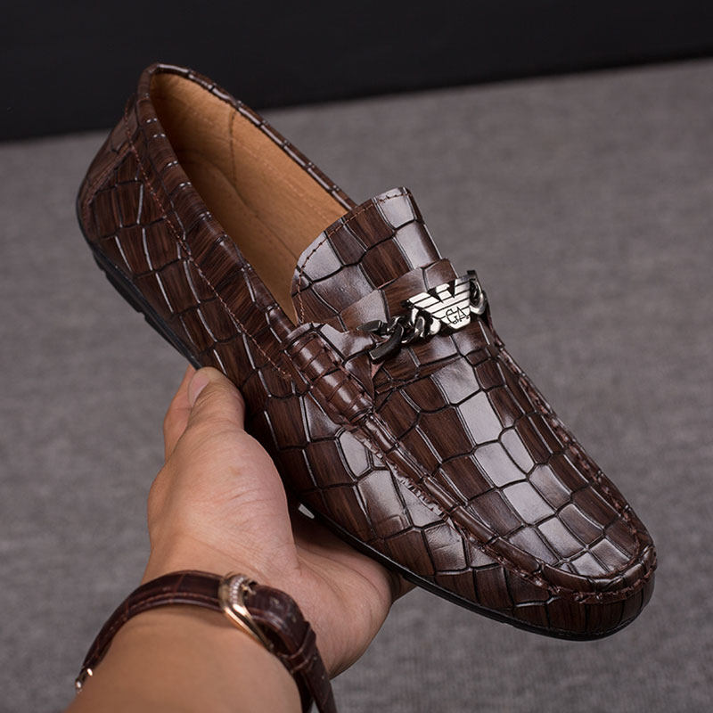 Lidena Manny Fall New Bean-Bean Shoes Man Genuine Leather Business Casual Shoes Crocodiles a Foot Pedal Sloth Man Shoe Tide