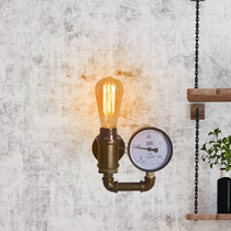 LOFT Ancient Bronze Color Industrial Wind Wall Lamp Personality Water Pressure Gauge Atmosphere Light Café Living Room Bookroom Decorated Wall Lamp