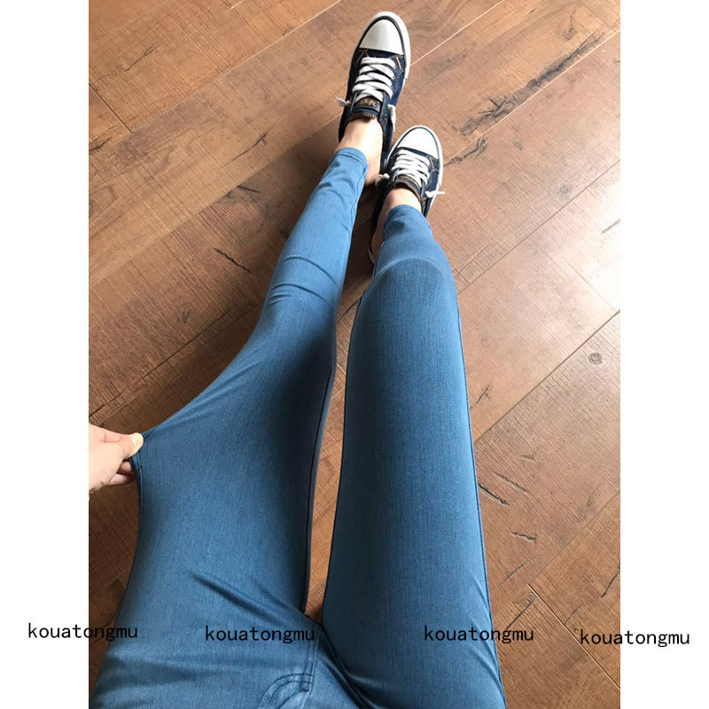 Italian C Brand Linen Thin High-Elastic Cotton Mid-High Waist Slim-Fit Gray-Black Cropped Butt-Lifting Skinny Pants